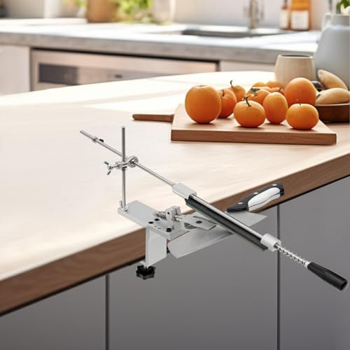 Manuelle Messerschärfer Profi Messer Schärfen, 360° Flip Drehung festem Winkel Schleifspannsystem Aluminium Schleifstein Messerschärfer Wetzstahl mit 6 Schärfsteine
