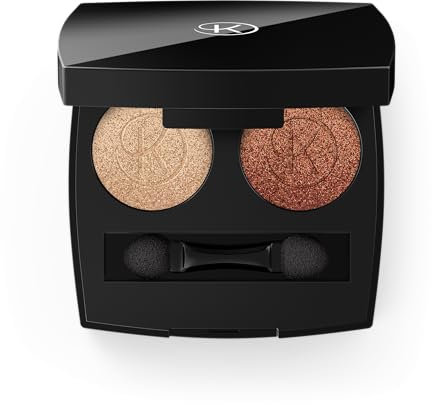 Korff Golden Hour Palette Ombretti Duo, Palette Ombretti Due Colori, Finish Perlato, Lunga Tenuta Fino a 10h, Illumina lo Sguardo, con Collagene Vegetale, Acido Ialuronico e Vitamina E. Waterproof, 3g