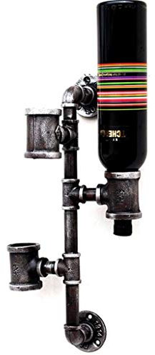Weinregale, Weinregal Wandhalter Metall für 3 Flaschen | Loft Wandregal Lagerregal Wandmontage | Weinflaschenhalter | Würfelförmiger Weinschrank im Vintage-Industriestil