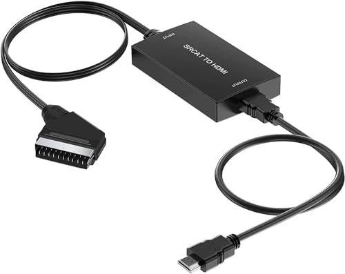 SCART to HDMI Converter Adapter, Plug and Play 1080P Video Audio Cable Support for Monitor Projector, Multimedia Interface Standard TV Mechanism Output for HD Video, HD Graphics High Resolution