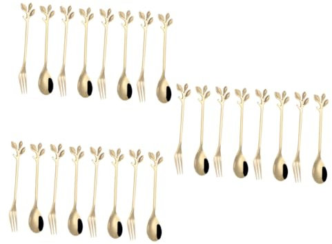 Garneck 3sets 3-Leaf Flower Shape Design Spoon Set Stainless Steel Serving Spoons Perfect for Dessert Ice and Western Cuisine 6pcs*3