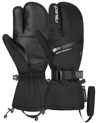 Reusch Demi R-TEX® XT Lobster Warm, Waterproof, Windproof and Breathable 3-Finger Gloves, Winter Gloves, Snow Gloves, Ski Gloves for Women, 8, Black/Silver