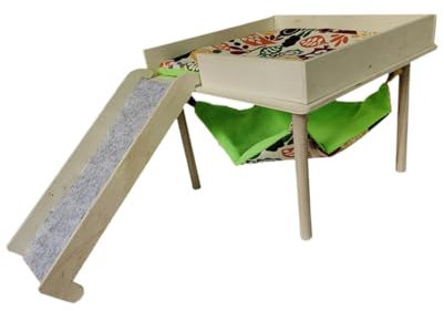 Dualoai Hamsterversteck mit Treppe Haustiernest Holz Tragbares Versteck für Meerschweinchen Hängematte mit Plattform für Eichhörnchen Rennmäuse Zubehör