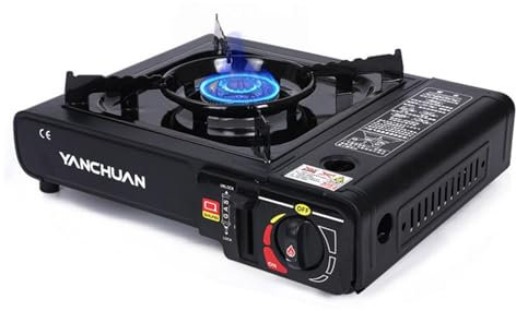 Cuisinière à cassette portable - Brûleur de taille compacte - Cuisinière à cassette de camping - Cuisinière à cassette - Brûleur avec allumage électrique piézo pour cuisiner - 34 x 26 x 9 cm