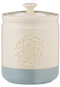 Mason Cash Home to Roost 1L Utensil Holder Stoneware Folk-Inspired Hen and Cockerel Style, Kitchen Countertop Storage Jar, Durable, Everyday Kitchenware, Cream, Blue