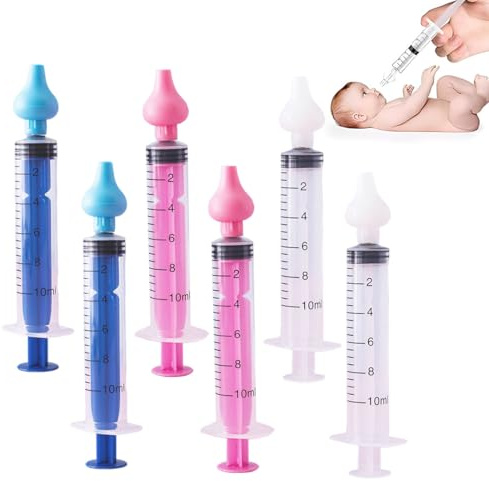 XUZOPIM 6 Pcs Siringhe per Lavaggi Nasali dei Bambini, Aspiratore Nasale, Aspiratore per Bambini, 10 Ml Riutilizzabili, Nasale Sicuro, Portatile