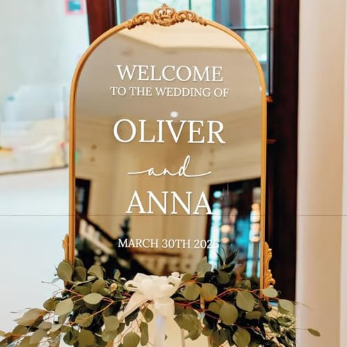 Panneau D'entrée Personnalisé «Bienvenue À Notre Mariage», Autocollants En Vinyle Personnalisés À Coller Sur Les Miroirs, Décorations De Mariage, Panneaux De Réception De Mariage
