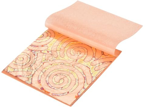 QUARKZMAN 25 Stück Blattgoldblätter 5,5 x 5,5 Imitationsgoldfolienblätter Marmoriertes Heft mit Muster für Basteln, Bilderrahmen, Nägel und DIY-Kunstdekoration, Kupfer Spirale Wolke
