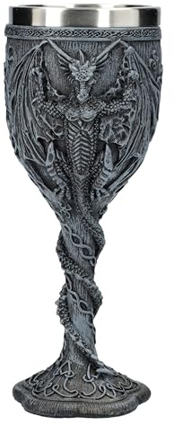 Gothic Kelch mit schwarzem Drachen – 19,5 cm – Mystische Deko