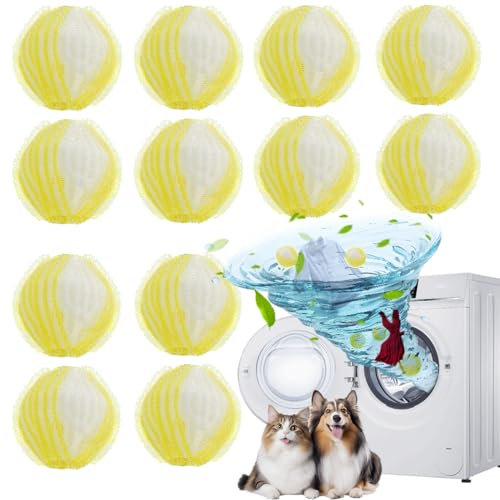 12 Stücke Tierhaarentferner Waschmaschine,Tierhaarentferner für Die Wäsche,Fusselbälle Waschmaschine,Wiederverwendbar Haarfänger,Hundehaare丨Katzenhaarentferner Waschmaschine(Gelb)