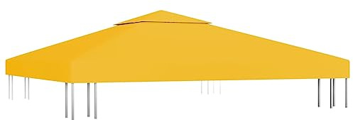 Bâche de toit pour tonnelle, avec conduit de cheminée, 310 g/m², 3 x 3 m, jaune, tissu 100 % polyester, durable et résistant aux intempéries, idéale pour le jardin et l'extérieur