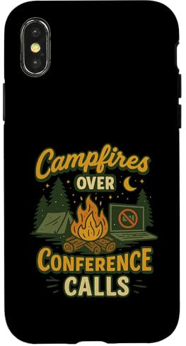 Camping Campfires Over Conference Calls Life Outdoor Nature Case for iPhone X/XS