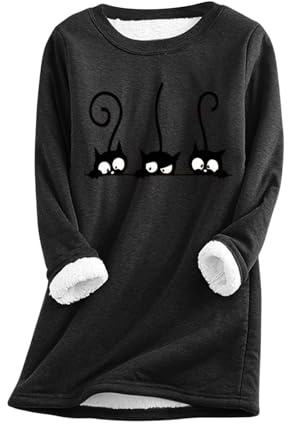 Generisch Pull thermique en polaire pour homme et femme avec imprimé, col rond confortable, pull d'intérieur d'hiver, sous-vêtements fonctionnels pour femme, été