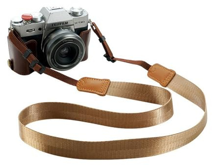 XFSRG Sangle Appareil Photo Élégante en Nylon Durable avec Attaches en Cuir Courroie de l'Appareil Photo pour Photographie Professionnelle et Amateur (Marron)