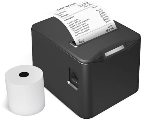 Thermo-Belegdrucker 80 mm Desktop direkter Thermodruck USB+LAN-Anschluss hohe Geschwindigkeit mit automatischem Cutter großem Papierfach unterstützt ESC/POS für Versand Geschäft Restaurant Küche