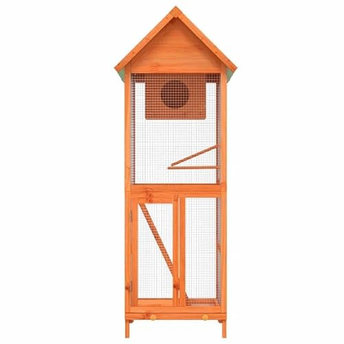 Voliere aus Massivholz Kiefer 60x58,5x160 cm - Spielvorrichtung für Vögel, langlebig und naturnah für Garten oder Balkon - Ideal für Vogelbesitzer