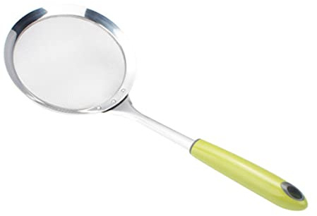 Espumadera de Acero Inoxidable con Mango Largo Verde, Colador | Freír y Hervir, Ancho para Cocina, Filtrado de Leche de Soja, Uso Doméstico