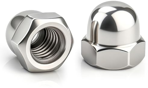 msysmyu Hutmuttern 60 Stück M5 Sechskant Hutmutter Edelstahl | Silber Hutmuttern, M5 Kuppelkopf Hutmutter für Gerätemontage Möbelinstallation Dekorative und Verstärkung
