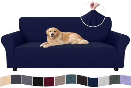 Ystyle Funda de Sofá Elástica 3 plazas, Fundas para Sillones Ajustables con Reposabrazos, Moderna Cubre Sofa Antideslizante Antimanchas Lavable, Protección para Perros y Mascotas, Azul