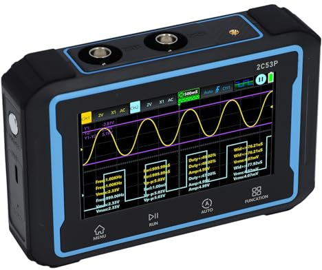 WALFRONT Dual Channel Handheld Oscilloscope Multimeter Signal Generator, ABS Material, Clear Display, Versatile Measurements, for Engineers and Technical Work