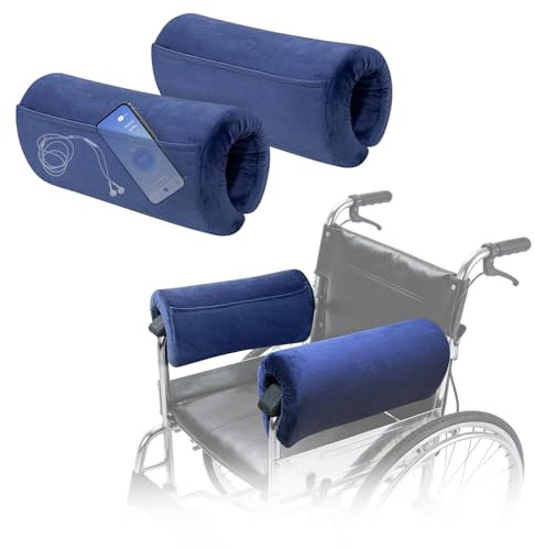 Wheelchair Arm Rest Pads Covers (2 Pcs), Wheelchair Armrest Cover Cushion, Foam Armrest Pads for Wheelchairs, Transport Chairs, Office Chairs, Non Slip Arm Support Cushions Wheelchairs Accessories