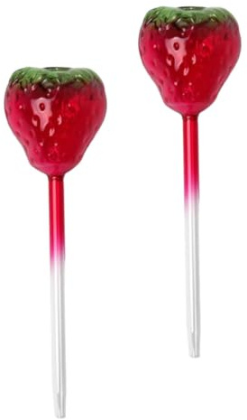 COLLBATH Lot de 2 Globes d'Arrosage Automatique en Verre Forme Fraise Système d'Arrosage pour Plantes d'Intérieur et Extérieur Hydratation Continue Réutilisable et Décoratif