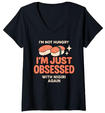 Mujer Rollos para Amantes del Sushi, Palillos Nigiri, Regalo para fanáticos Camiseta Cuello V