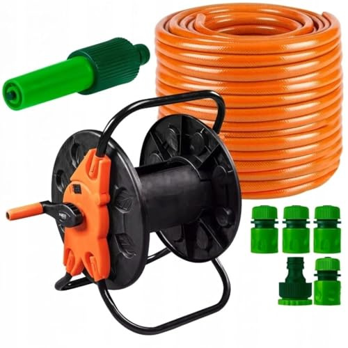 NEO TOOLS Set tubo da giardino, 50 m, 1/2, con carrello