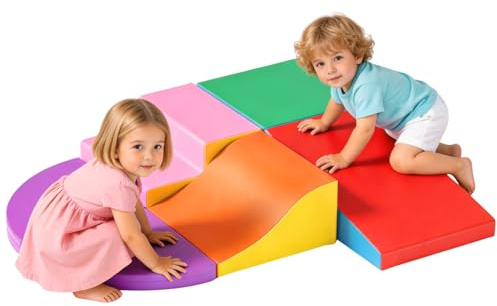 Krovtoy Kletterspielzeug für Kleinkinder 6-teilige Schaumstoff-Kletterblöcke für Kleinkinder 1-3 Jahre, weiches Spielgerät für Gleichgewicht & Koordination
