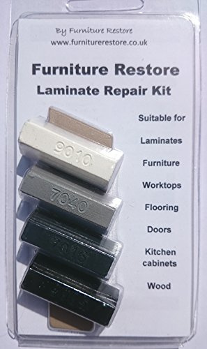Furniture/Laminate / Kitchen Cabinet/Worktop Repair Soft Wax Filler Kit Black, White, Anthracite Grey and Window Grey by Veneers Online Ltd