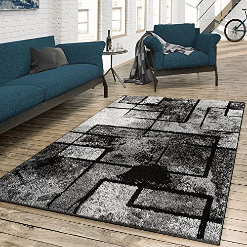 TT Home Wohnzimmer Teppich Kurzflor Flur Schlafzimmer Jugendzimmer Meliert Esszimmer Modern Geometrische Muster, Farbe: Grau 2, Größe:160x230 cm