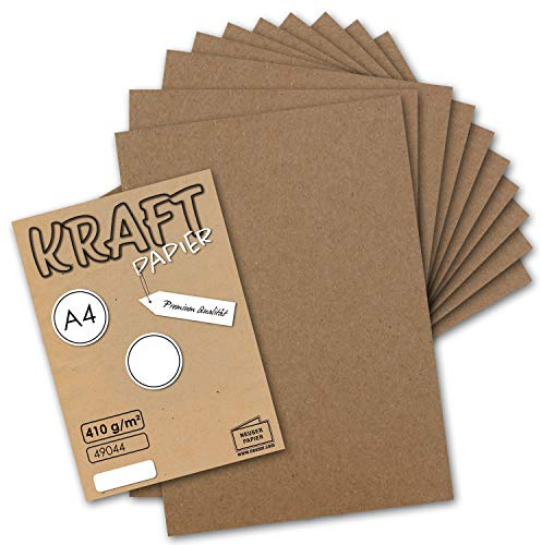 10x Vintage Kraftpapier DIN A4 410gr Natur-braunes Recycling-Papier Bastel-Karton Künstler-Karton Künstler-Pappe - Umwelt by Gustav NEUSER