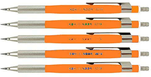 Koh-I-Noor 2,0 mm Druckbleistift mit Spitzer und Clip (5219) von Koh-I-Noor (5 x gelb oder grün)