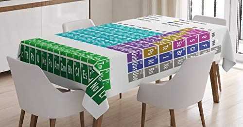 ABAKUHAUS Tavola periodica Tovaglia, vibrante moderna, Rettangolare per Sala da Pranzo e Cucina, 140 x 200 cm, Viola Smeraldo