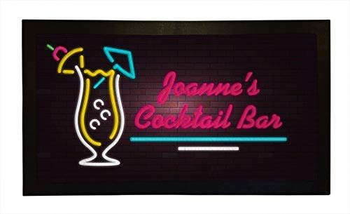 Bang Tidy Clothing Personalised Bar Runners Neon Cocktail Home or Pub Bar Mats Mens Gift Idea