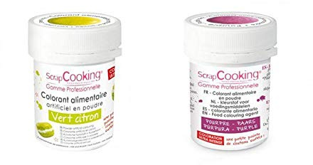 2 coloranti alimentari in polvere - porpora-verde lime