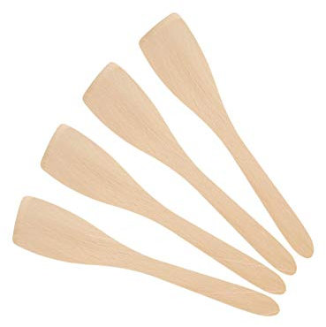 Set of 4 x 12 (300mm) Beechwood Wooden Flat Spatula, Ideal for Cooking, Baking, Decorating, Engraving
