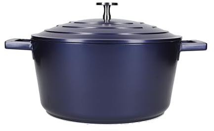 MasterClass Casserole moyenne avec couvercle 4 litres/24 cm, en fonte d'aluminium légère, adaptée à la plaque à induction et au four, bleue
