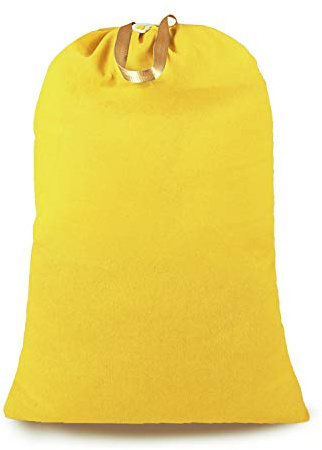 SANFERGE Bolsa de lavandería resistente con cordón y asa, bolsa de viaje extra grande para lavandería y hogar, forro duradero para cesta de lavandería, 71 x 101 cm, color amarillo