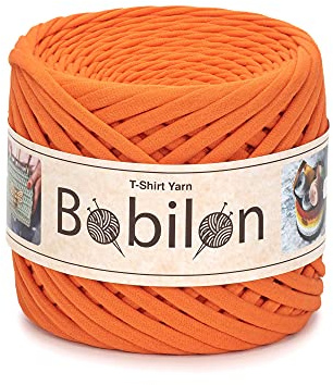 T-Shirt-Garn, Fettuccine-Spaghetti-Knäuel, Bio-Baumwolle, zum Häkeln, Stricken, für Makramee, 3–5 mm, orange | Extra feines Bändchengarn für filigrane Makramee- & Amigurumi-Projekte – Orange