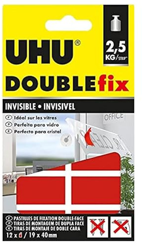 UHU Doublefix Innenbereich, unsichtbar, extra stark, Klebepunkte, 2,5 kg – 12 Tabletten
