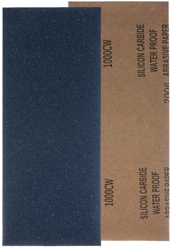 YoiYee Hojas de papel de lija húmedas y secas de grano 1000, 23 x 9,5 cm, rollo de papel de lija abrasivo ultrafino para madera, metal, plástico, vidrio, piedra y lijado de pared, paquete de 10