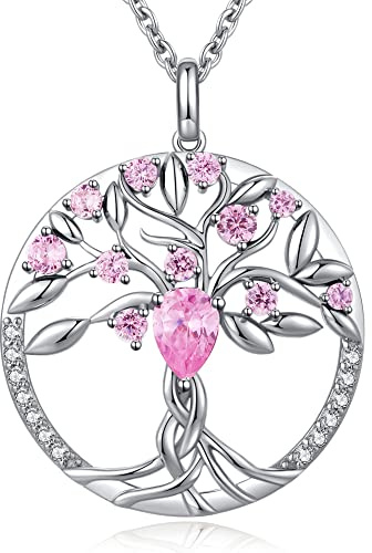 Jiahanzb Collana Albero Della Vita con Cristalli di Zirconia Cubica Collana Donna, Idee Regalo Festa Della Mamma Regalo Donna Originale per Mamma Lei Compleanno Anniversario Rame