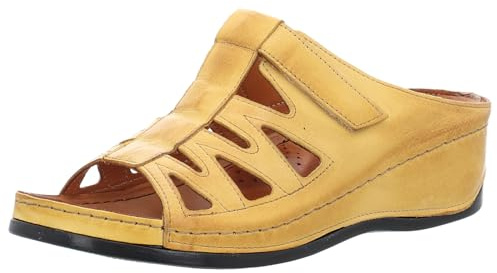 Gemini Damen Leder Keil-Pantolette 003176-02 (Gelb, Numeric_39)