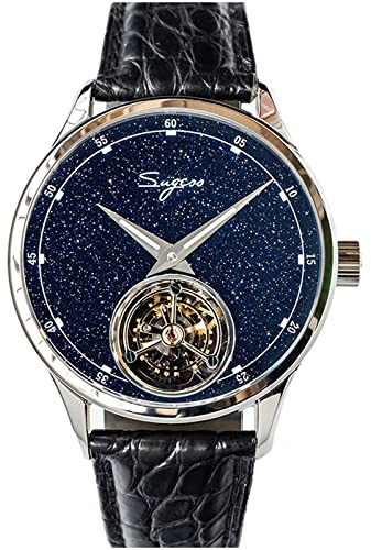 Sugess SU8230STRF Blue Gold Stone Star DUST Dial Tourbillon Master Gaviota ST8230 Movimiento zafiro cristal de los hombres de negocios de lujo reloj mecánico 1963