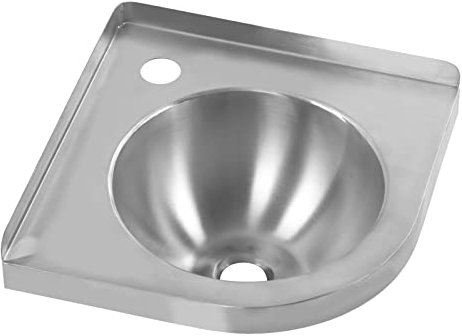 Lavello Ad Angolo in Acciaio Inossidabile, Lavabo Bagno con Montaggio a Parete, Lavabo Triangolare Piccolo, Vasca Singola, Foro di Montaggio per Rubinetto 36mm, Foro di Scarico 41mm