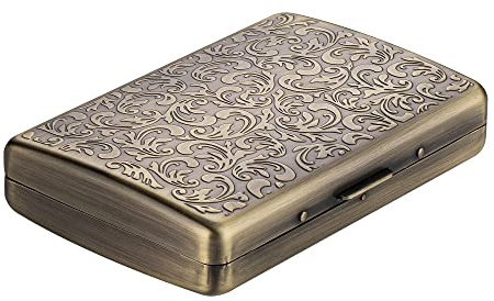Stilvolles einfaches Zigarettenetui aus Metall, kann 16 100-mm-Zigaretten aufnehmen (Bronze)
