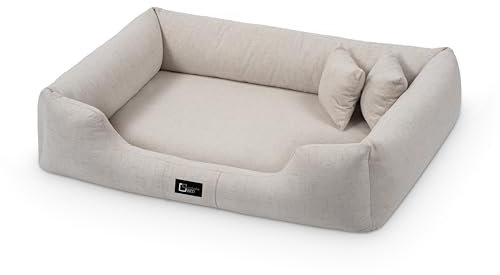 exclusive BED Orthopädisches Hundebett Bruno Grosse Mittelgroße Kleine Hunde - Hundekissen Hundematte aus Aura-Stoff - Memory Foam Kuschelig Langlebig Abriebfest Reißfest (XXL, Cremefarben)