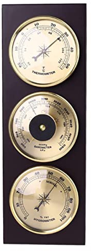 Barometer-Thermometer-Hygrometer, Barometer für Zuhause, Wetterbarometer, Wetterstation mit Holzrahmen, geeignet für Wohnzimmer, Schlafzimmer, Flur, Garten, 3 Stück