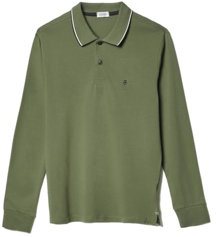Coveri Maglia Polo da Uomo Manica Lunga 100% Puro Cotone Leggera M L XL XXL XXXL (XXL - Verde)